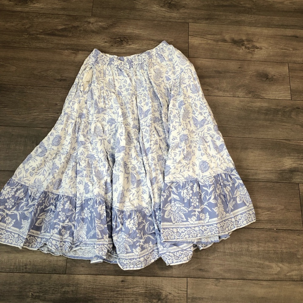 Free People A-Line Skirt in Blue and White Floral